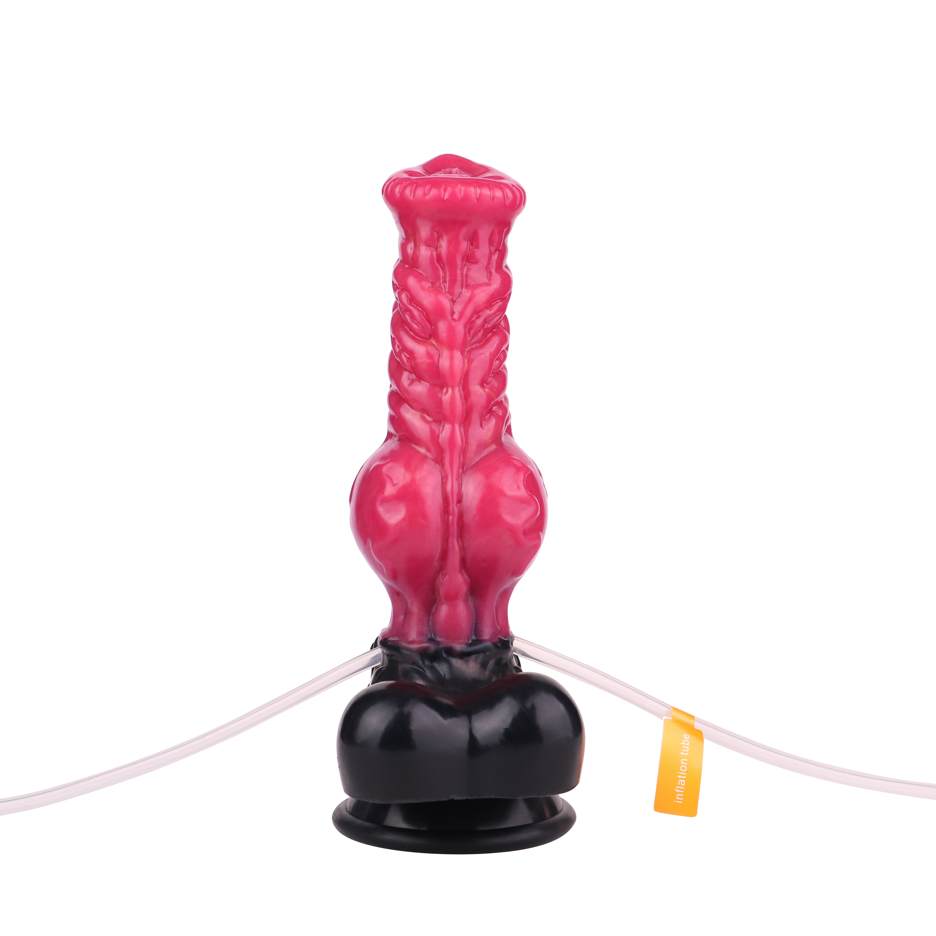 Gode Éjaculateur Gonflable Rouge Fantasy Loup Nœud 21 cm
