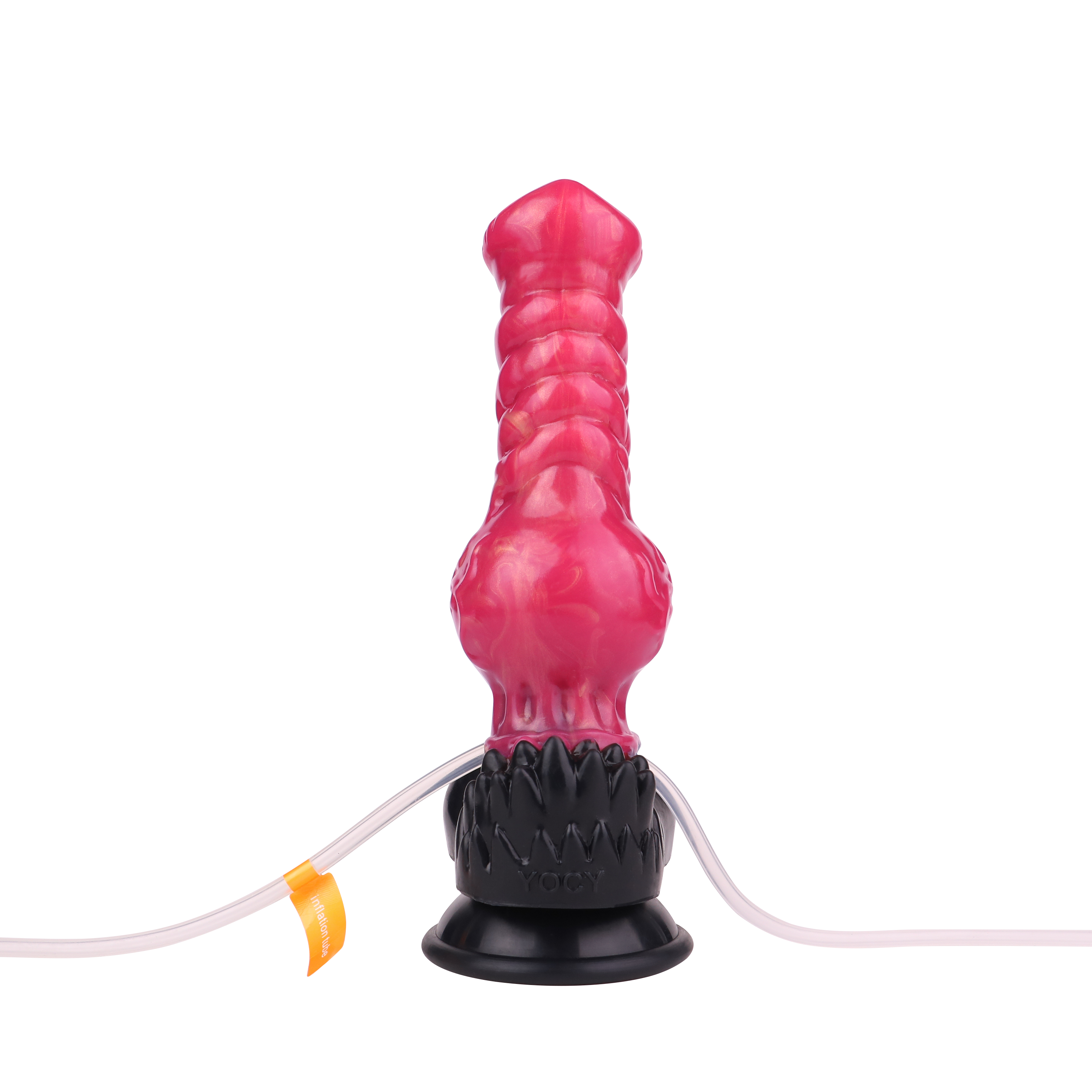 Gode Éjaculateur Gonflable Rouge Fantasy Loup Nœud 21 cm