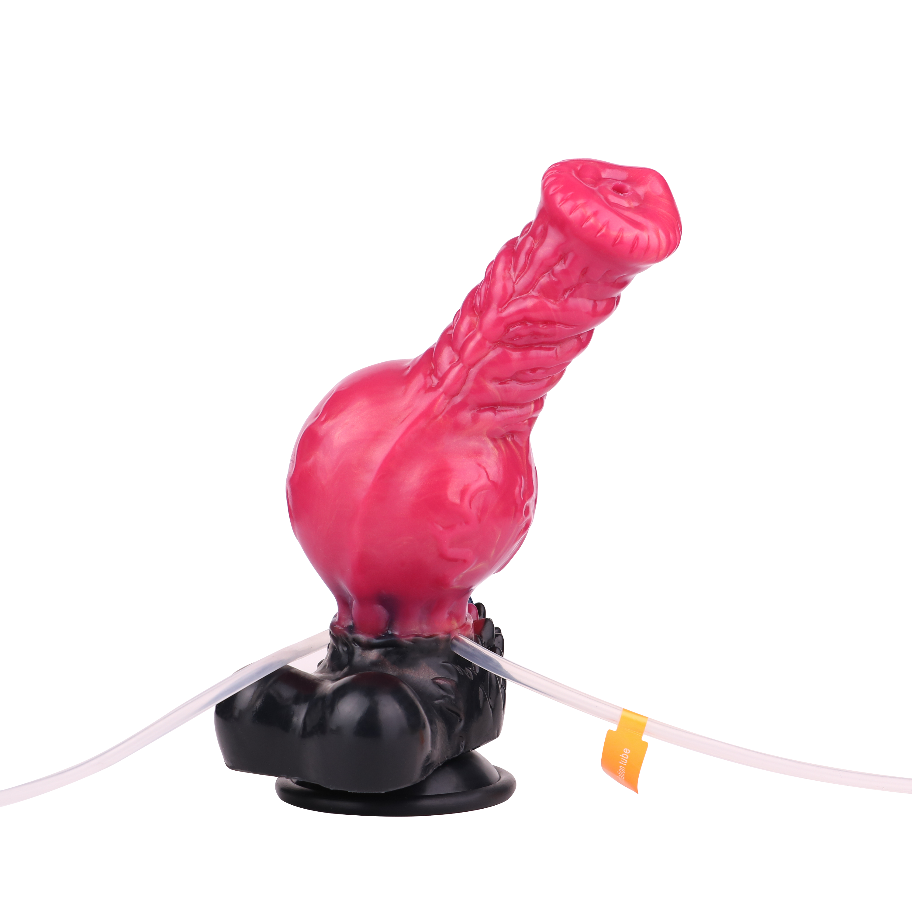 Gode Éjaculateur Gonflable Rouge Fantasy Loup Nœud 21 cm