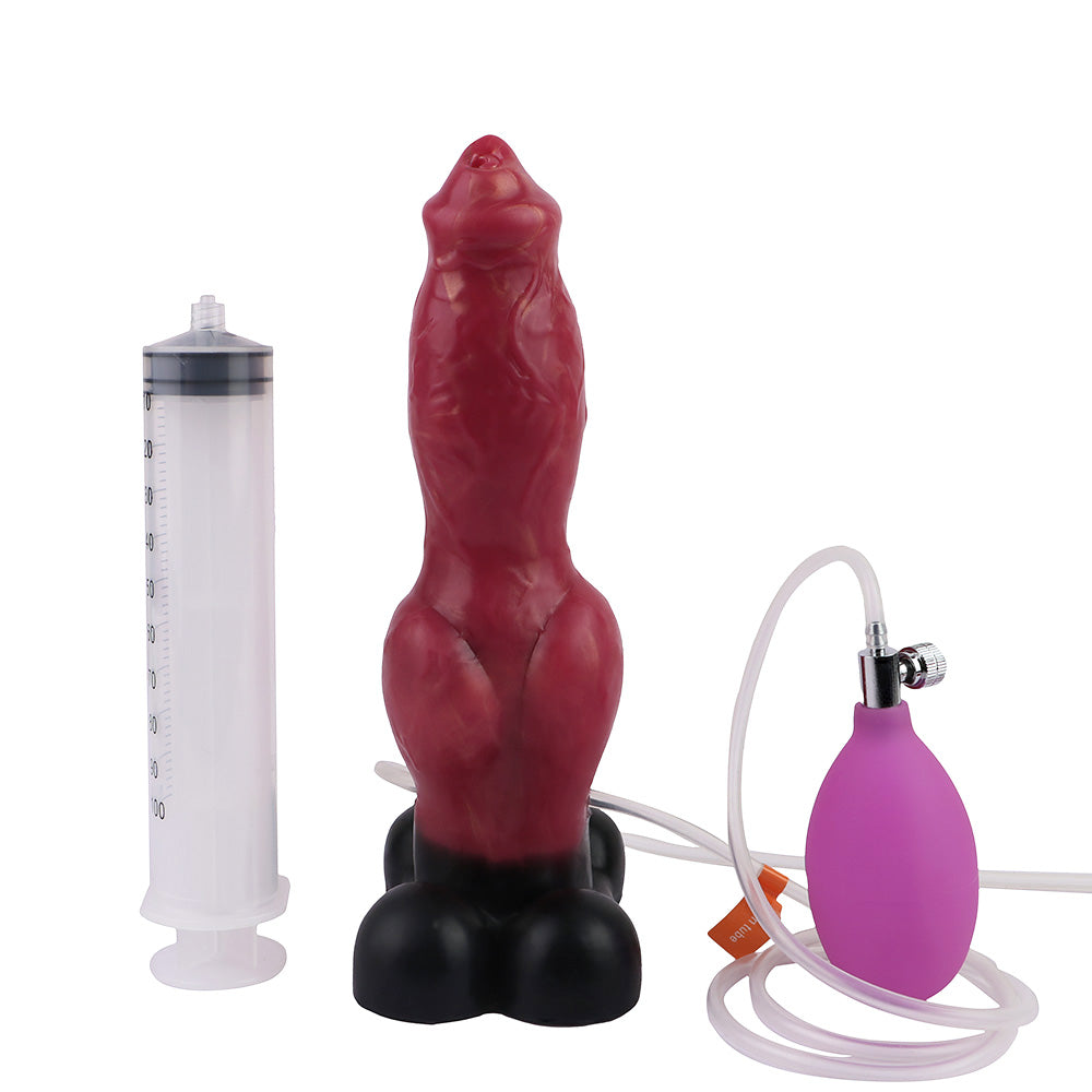 Gode Chien Ejaculateur Fantaisie Rouge Avec 22,9 cm