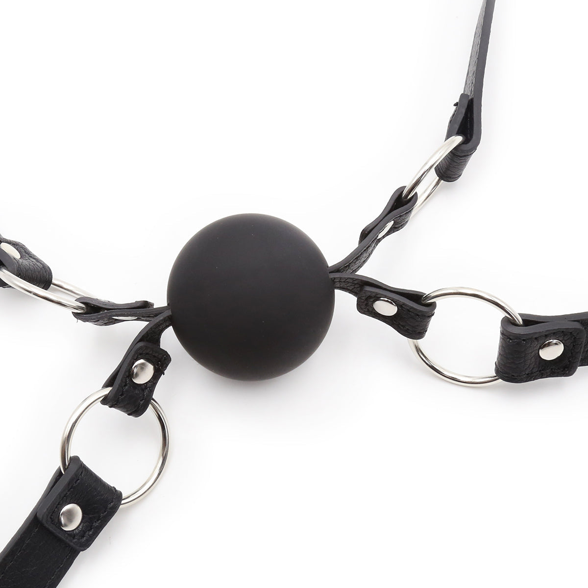 Bâillon-Boule Double BDSM Noir Effet Cuir 5 cm