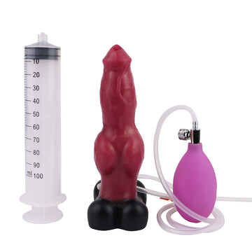 18,4 Cm Silicone Rouge Chien Éjaculateur Gode
