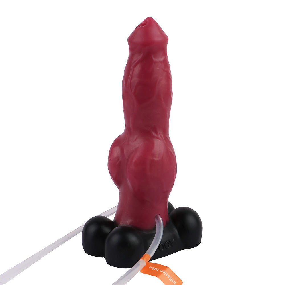 18,4 Cm Silicone Rouge Chien Éjaculateur Gode