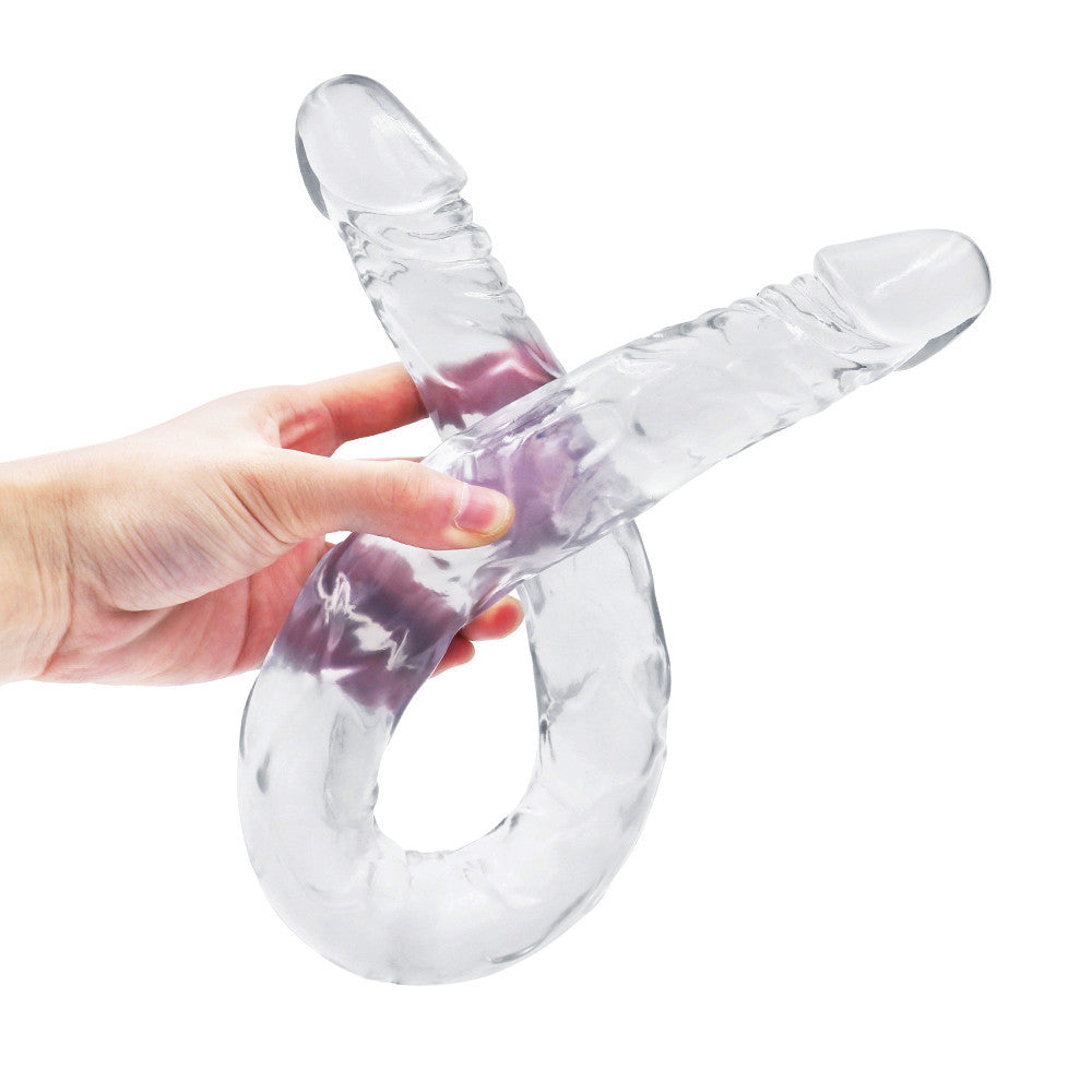 Double Gode Jelly Souple Transparent pour Couple 55 cm