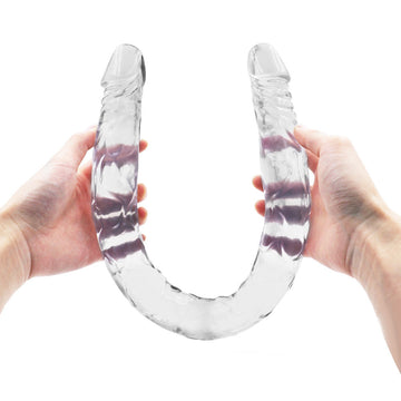 Double Gode Jelly Souple Transparent pour Couple 55 cm