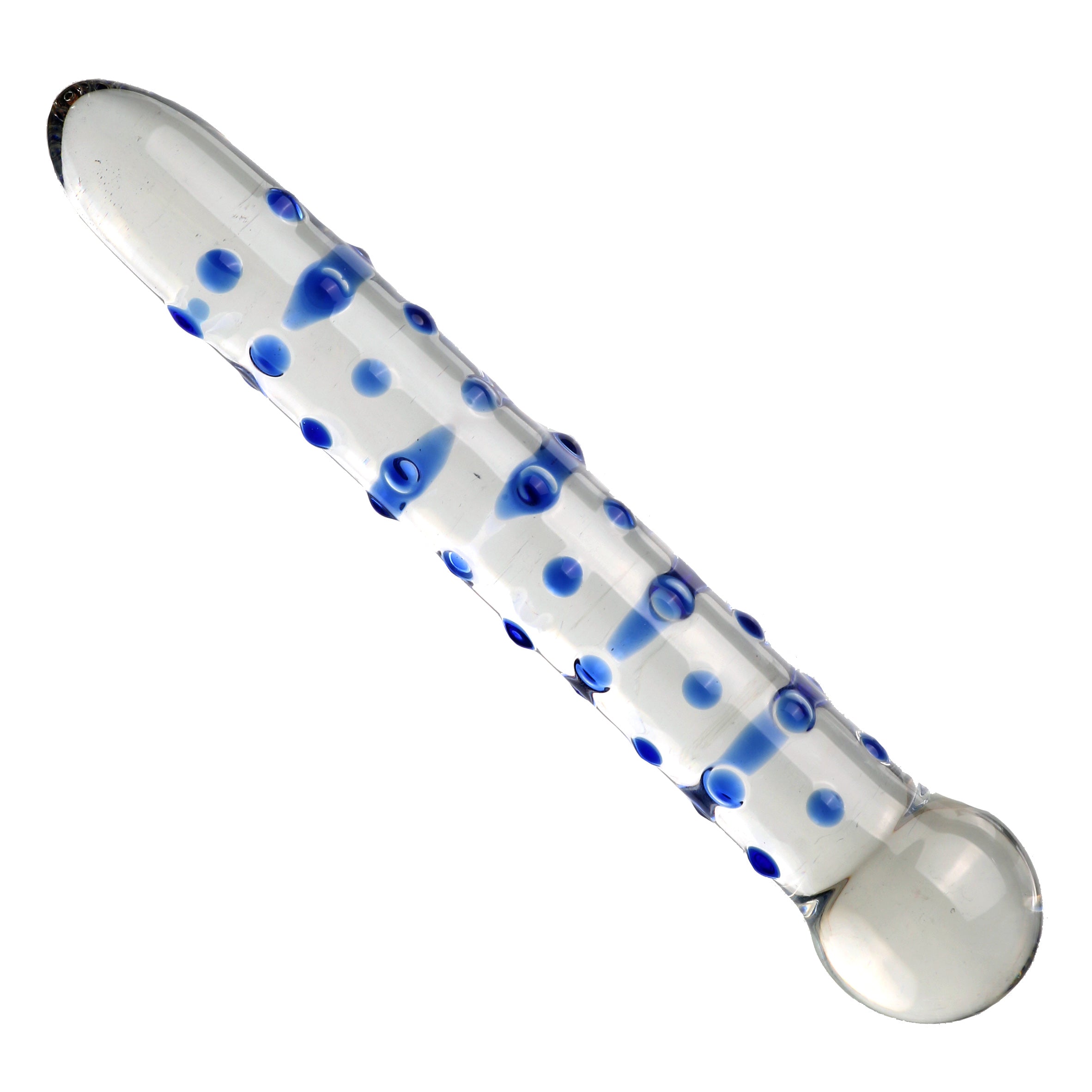 19,5 CM Picots Bleu Petits Gode en Verre