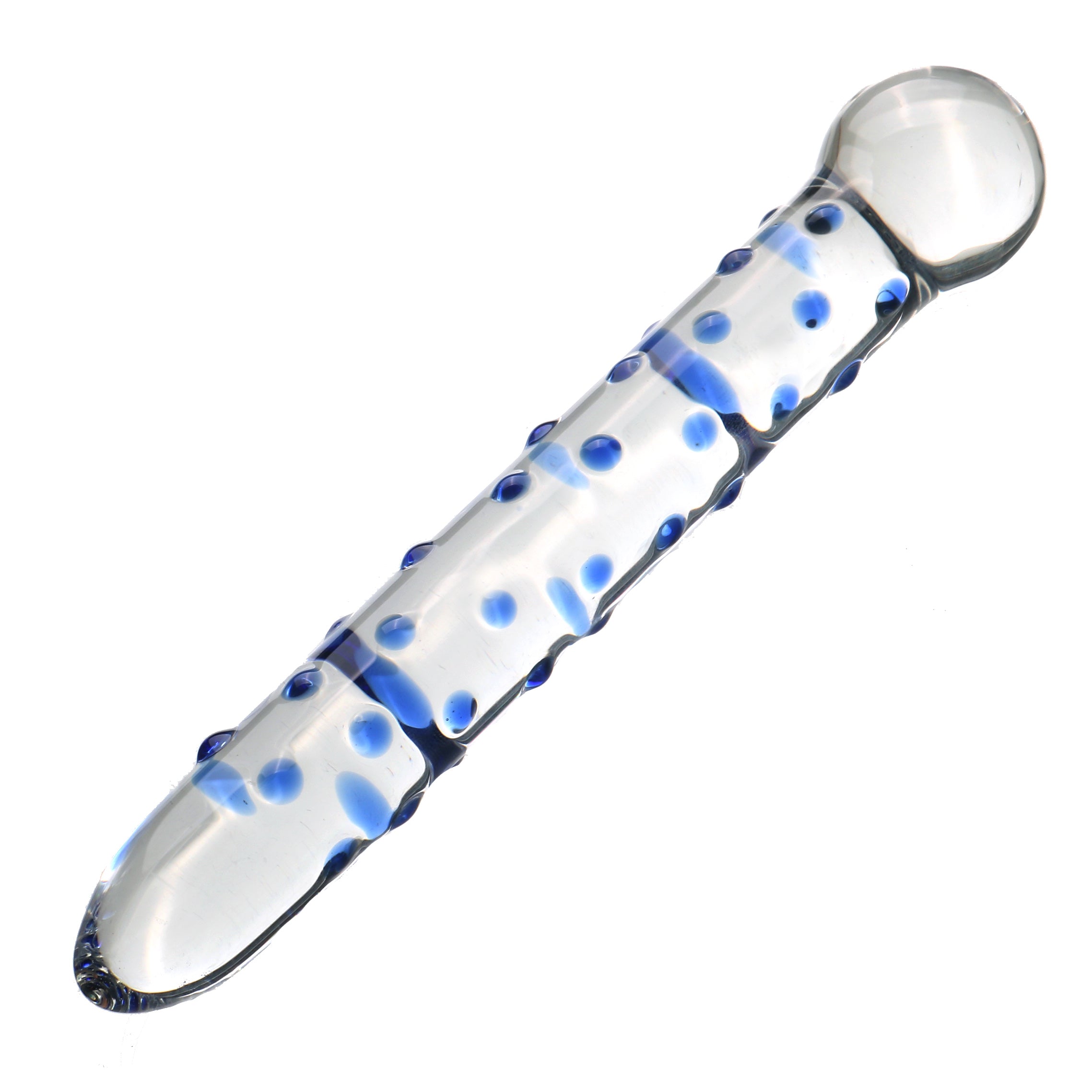 19,5 CM Picots Bleu Petits Gode en Verre