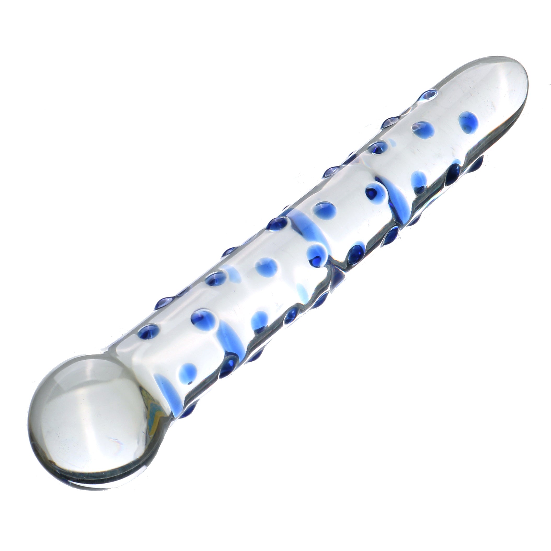 19,5 CM Picots Bleu Petits Gode en Verre