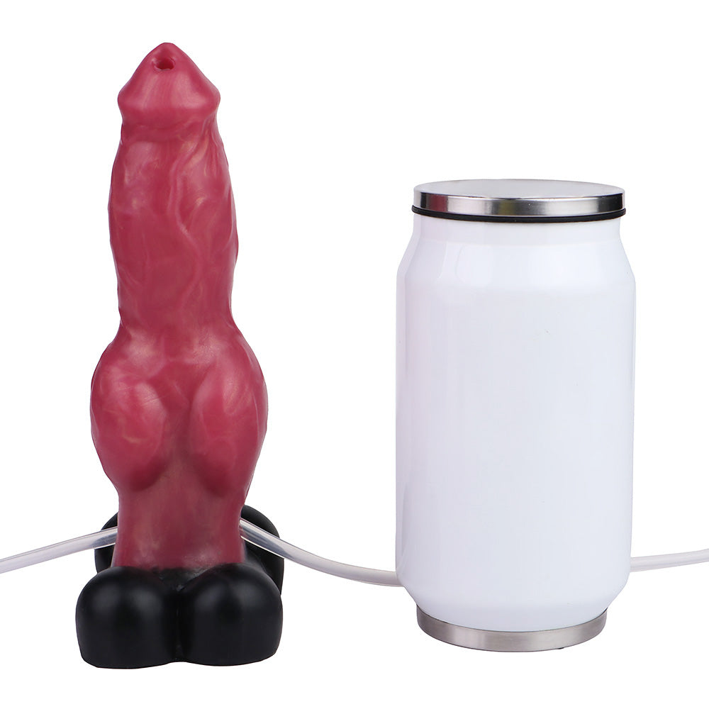 18,4 Cm Silicone Rouge Chien Éjaculateur Gode