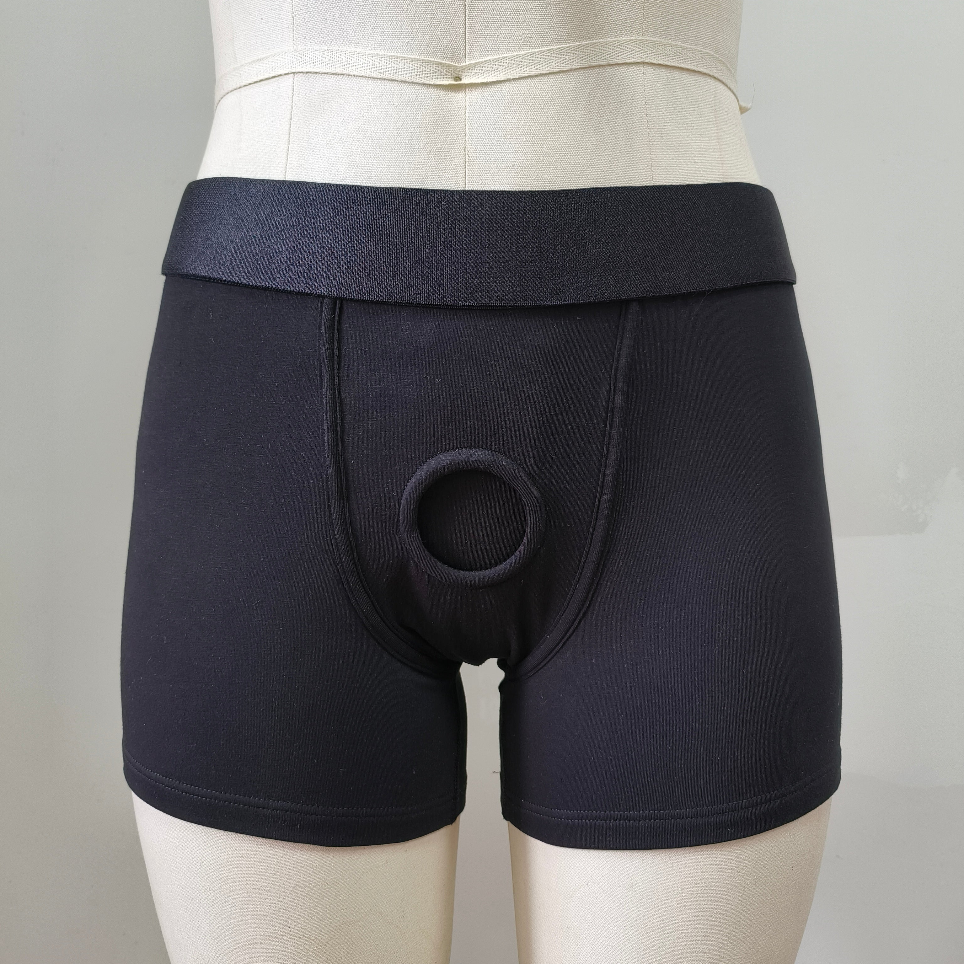 Boxer Harnais Strap-on Noir Avec O-ring Pour Packer