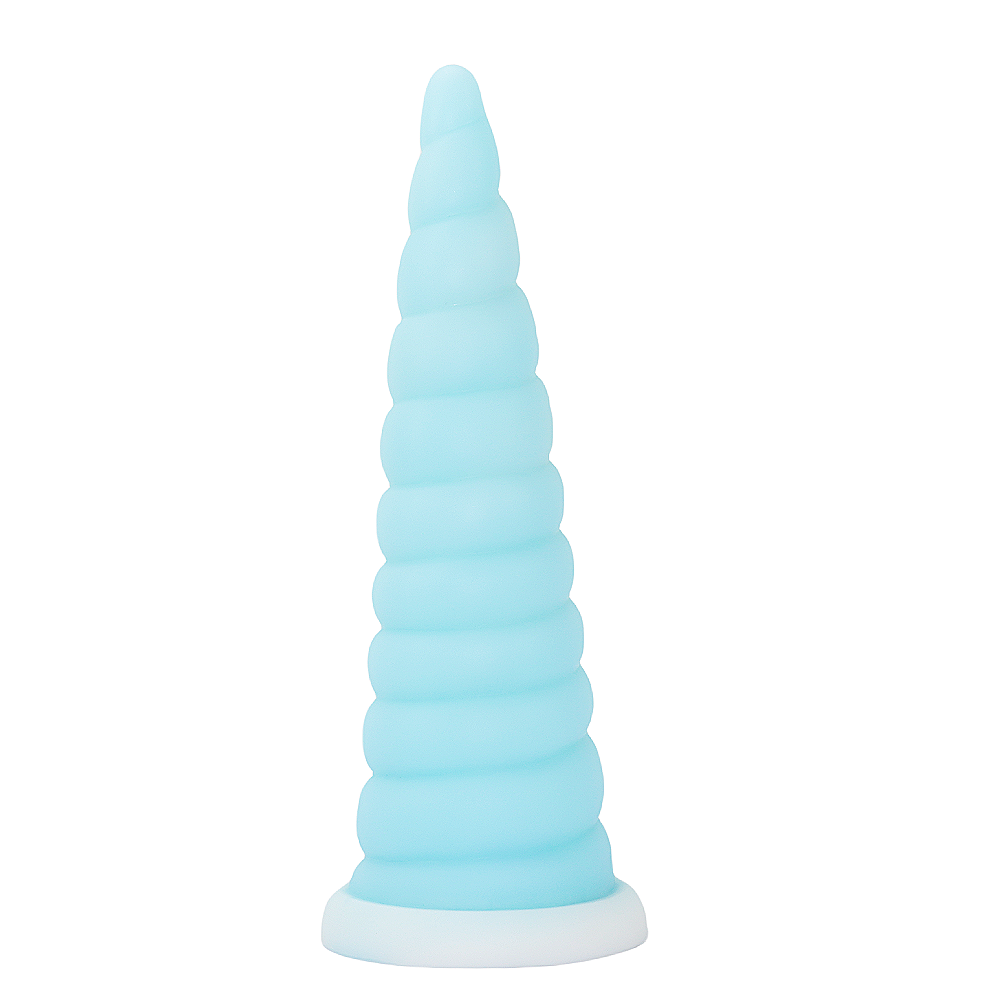 Gode Licorne Conique Bleu et Nervuré 22 cm