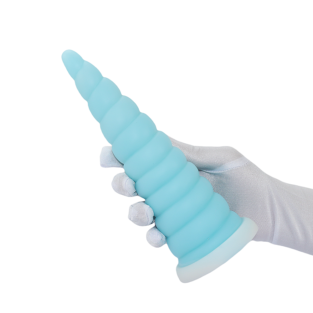 Gode Licorne Conique Bleu et Nervuré 22 cm