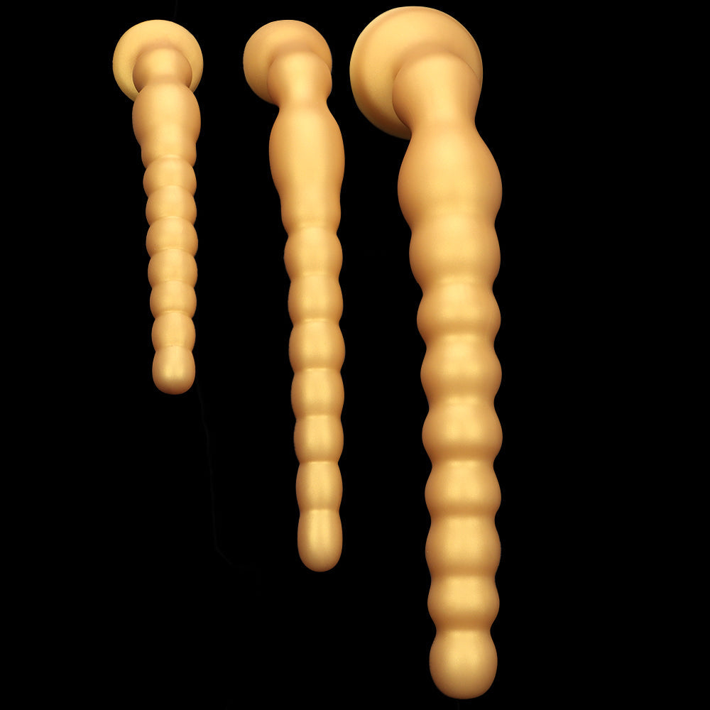 43 cm Long Doré Silicone Plug Anal à Boules