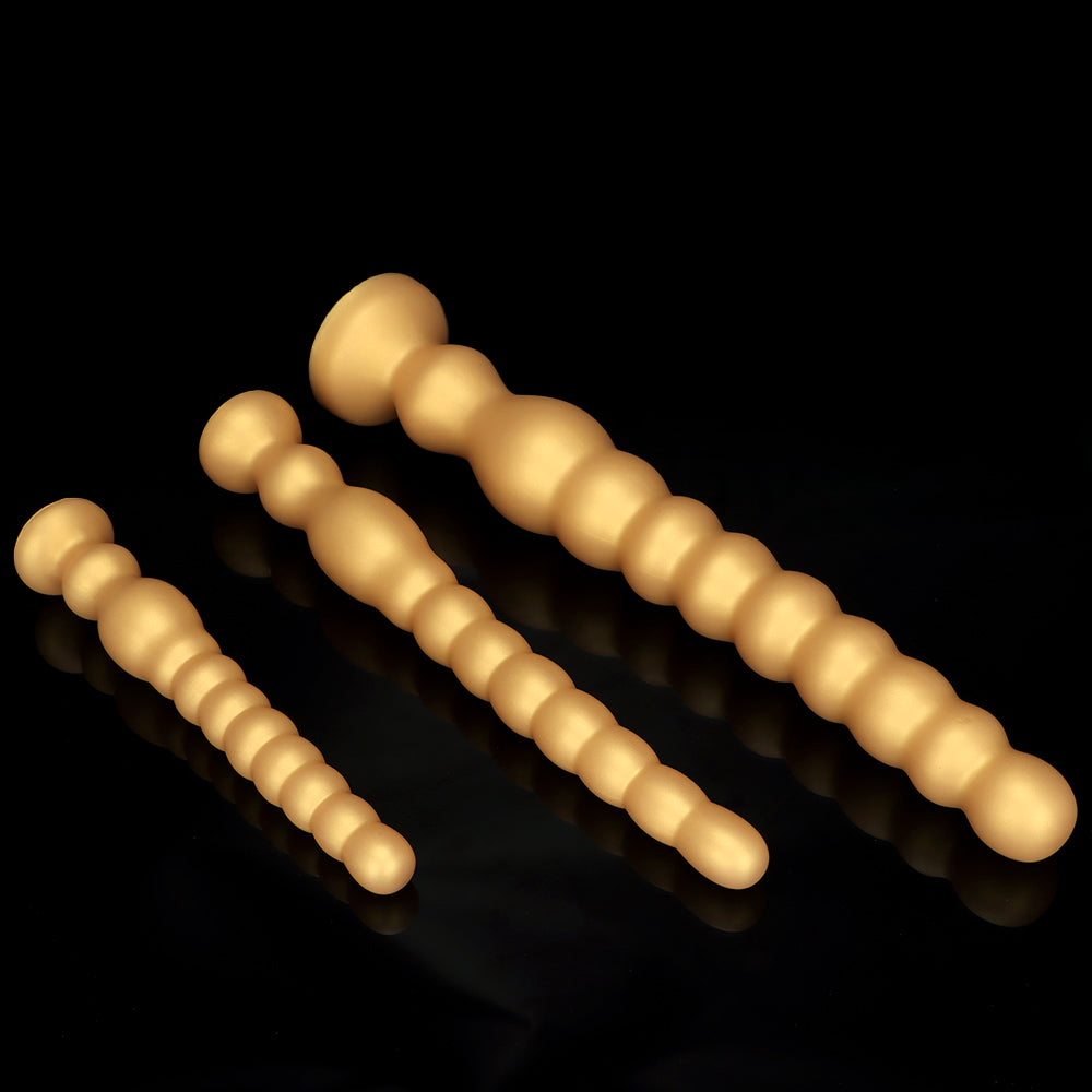 43 cm Long Doré Silicone Plug Anal à Boules