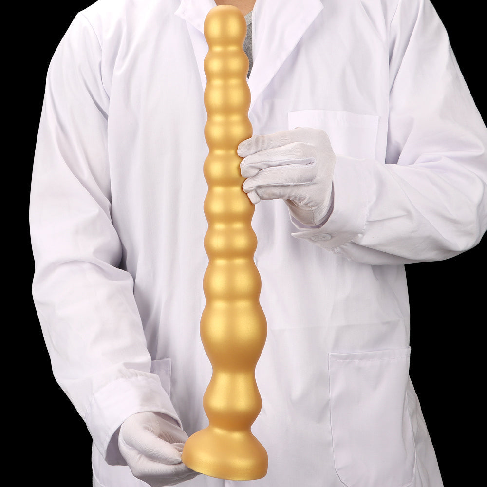 43 cm Long Doré Silicone Plug Anal à Boules