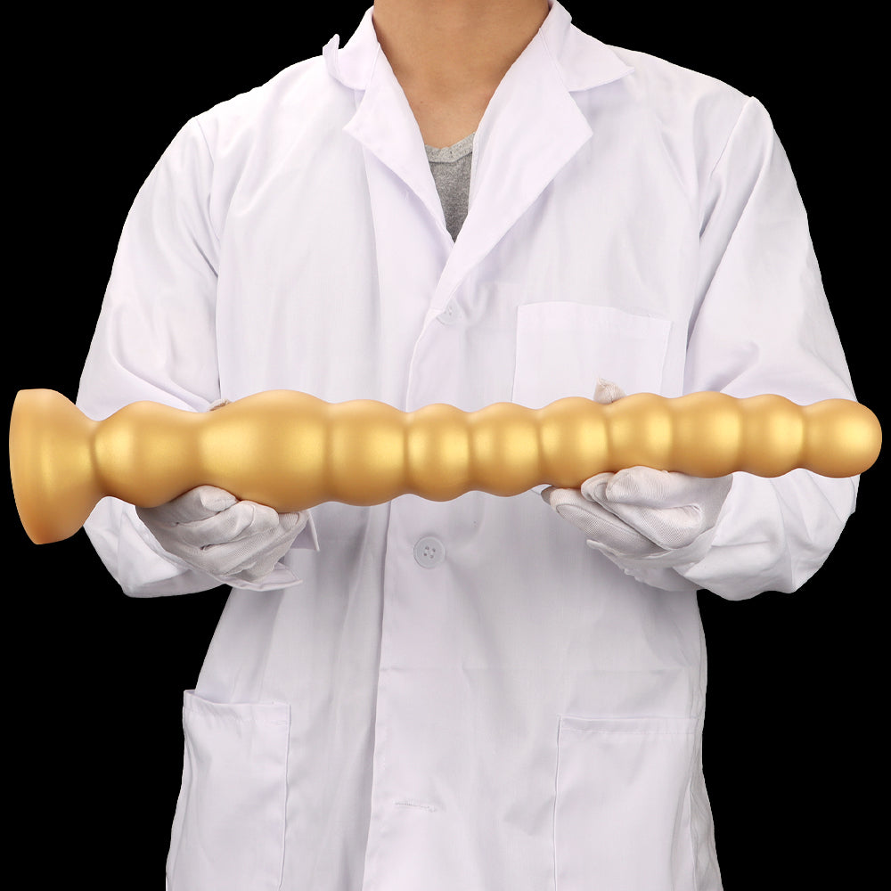 43 cm Long Doré Silicone Plug Anal à Boules