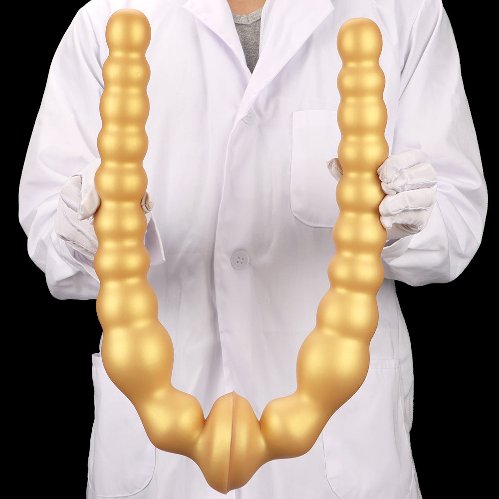 43 cm Long Doré Silicone Plug Anal à Boules