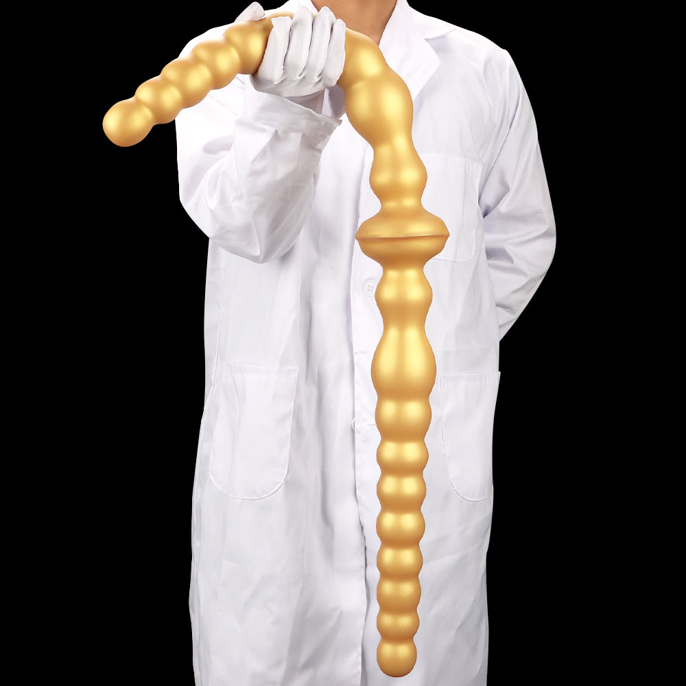 43 cm Long Doré Silicone Plug Anal à Boules