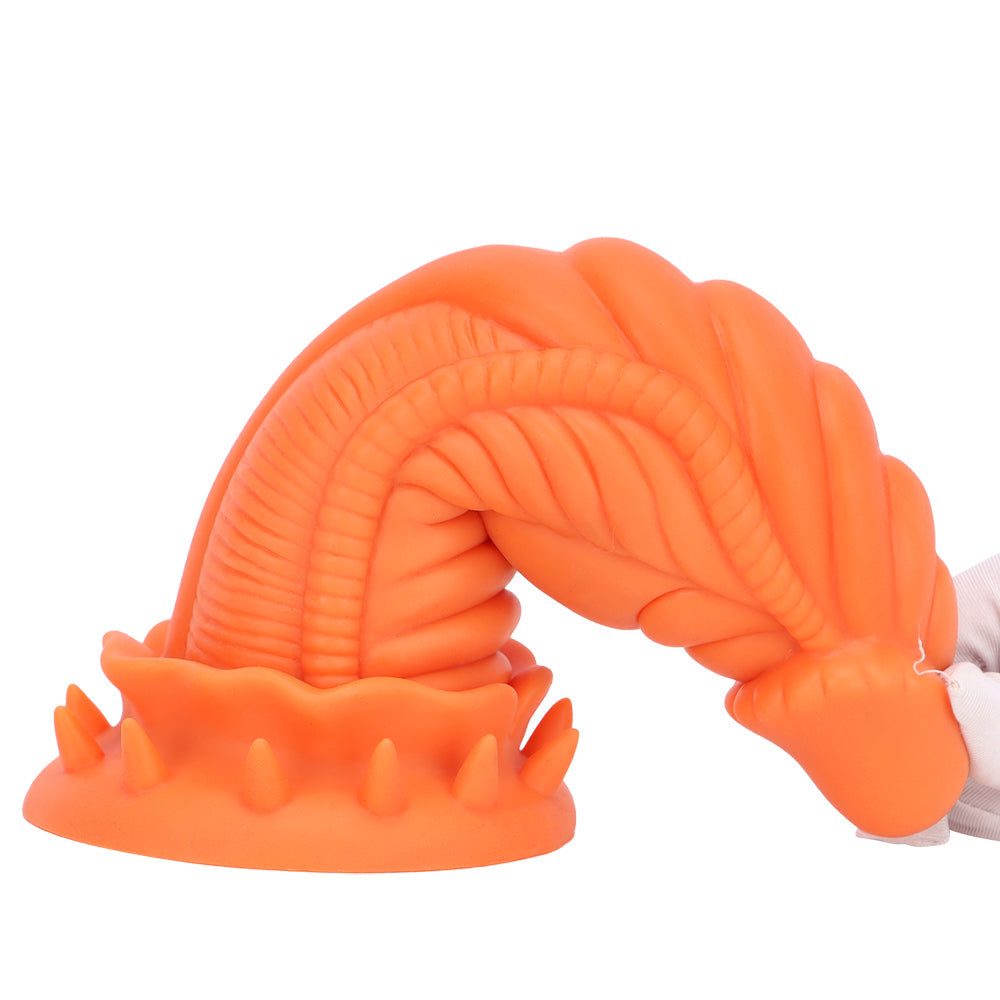 Gode Fantaisie Dragon Orange Épineux en Silicone