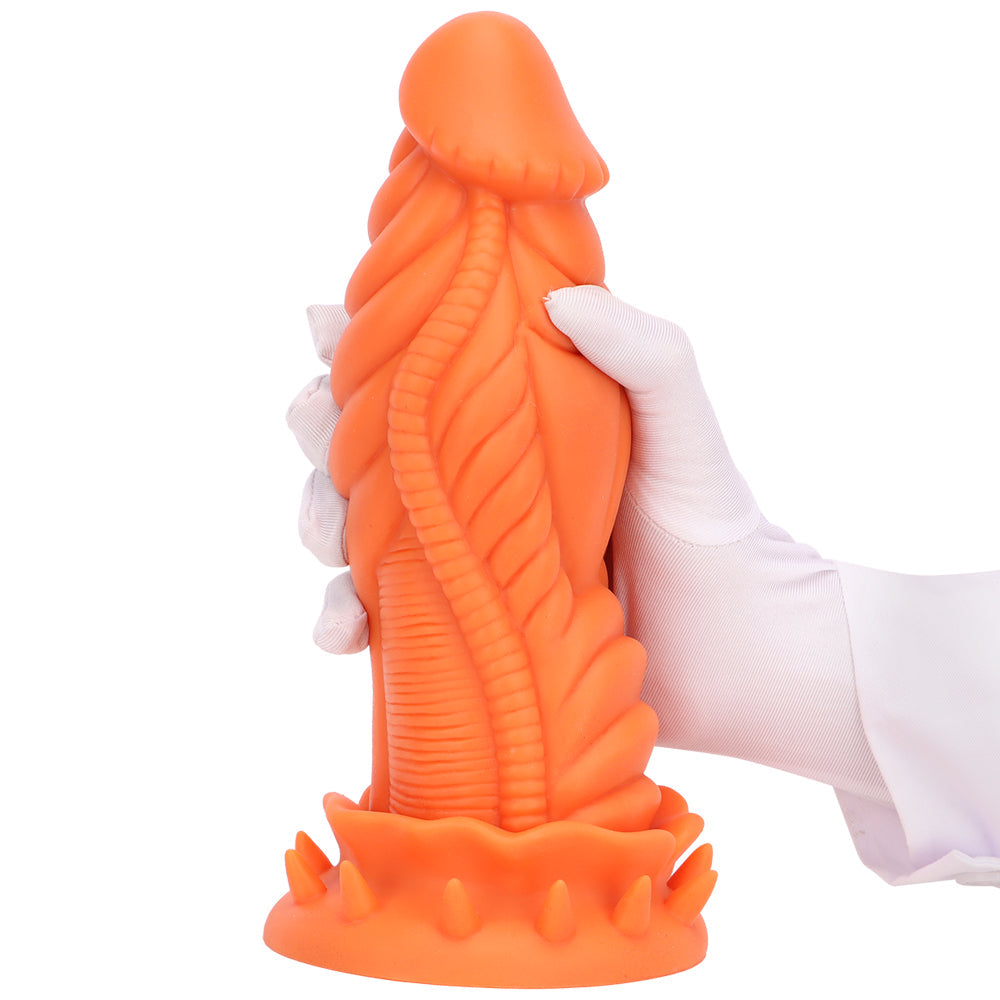 Gode Fantaisie Dragon Orange Épineux en Silicone