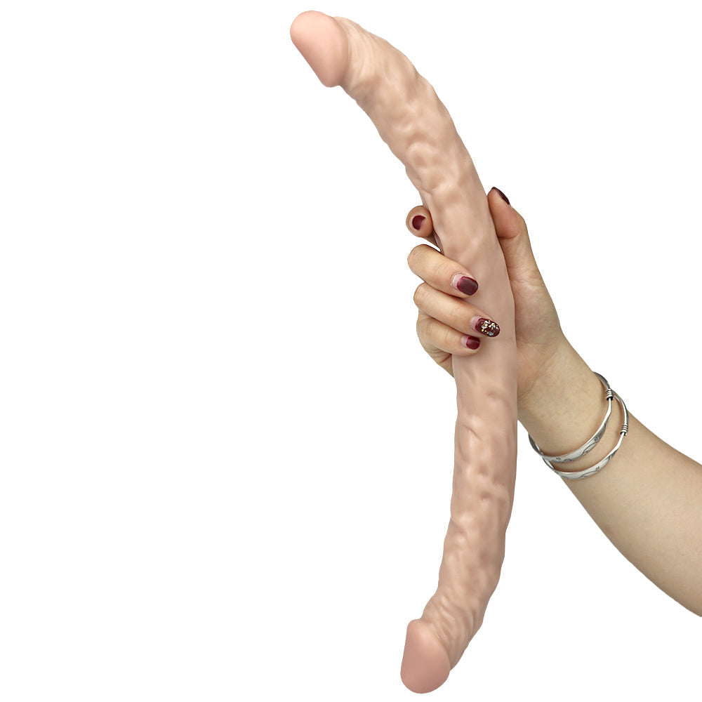 Double Gode Couple Blanc Souple 42 cm