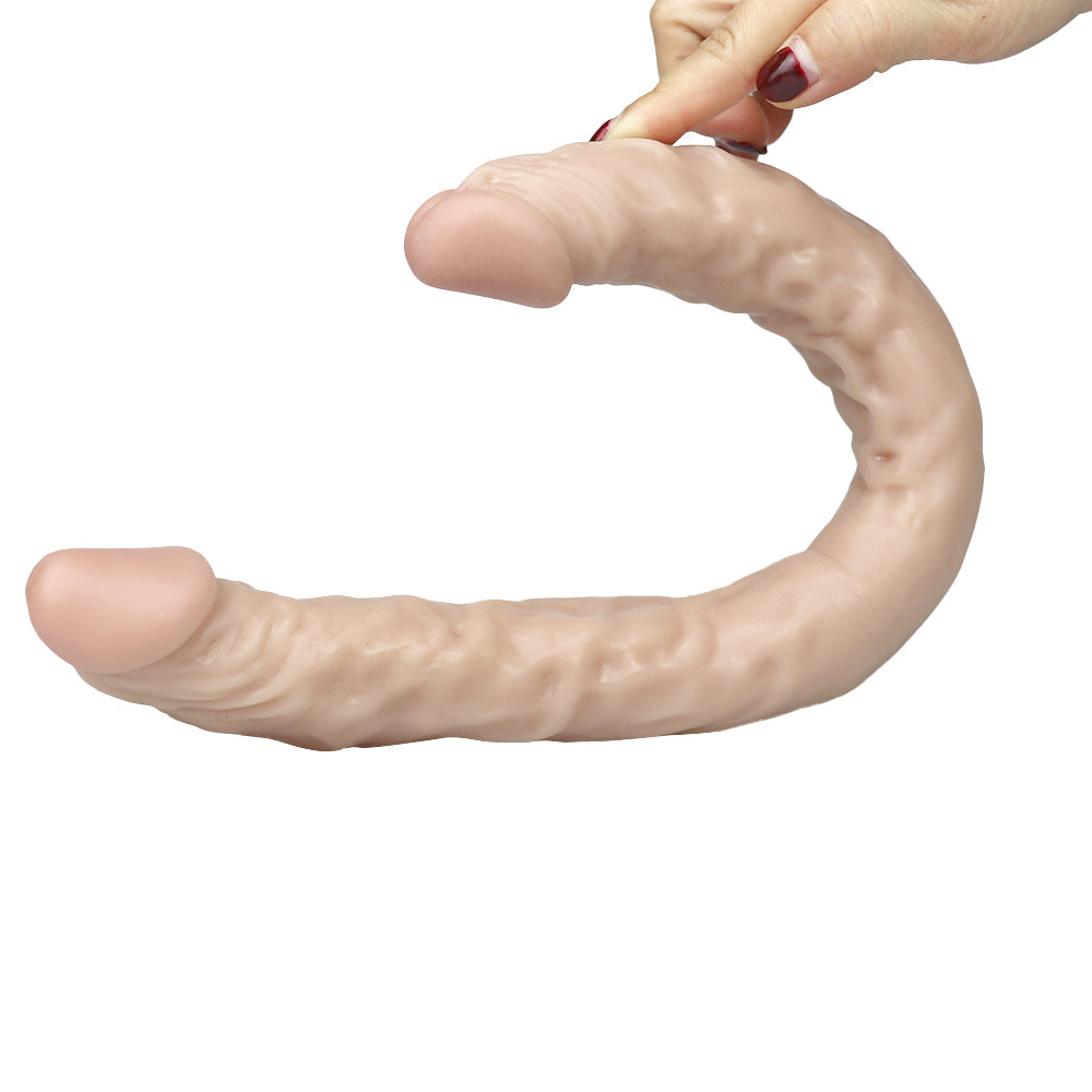 Double Gode Couple Blanc Souple 42 cm