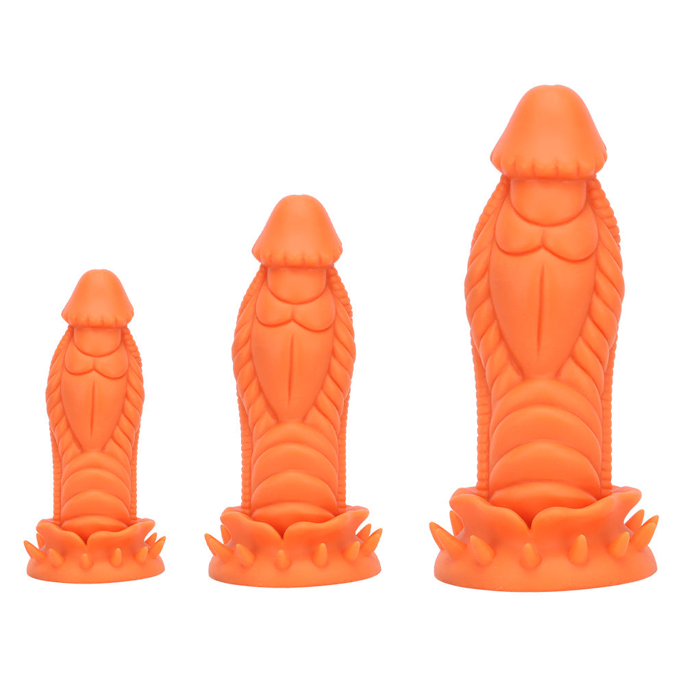 Gode Fantaisie Dragon Orange Épineux en Silicone
