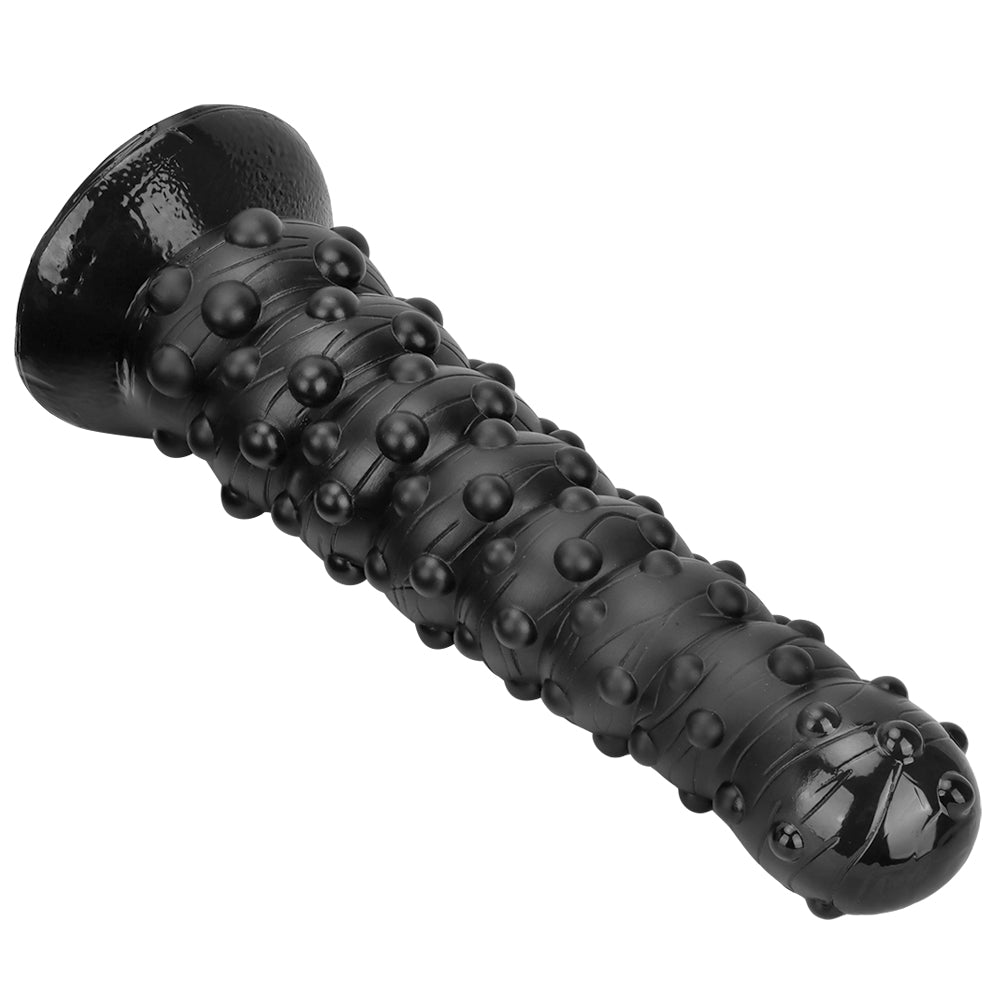 Plug Anal XXL Nervuré Spirale Noir avec Ventouse