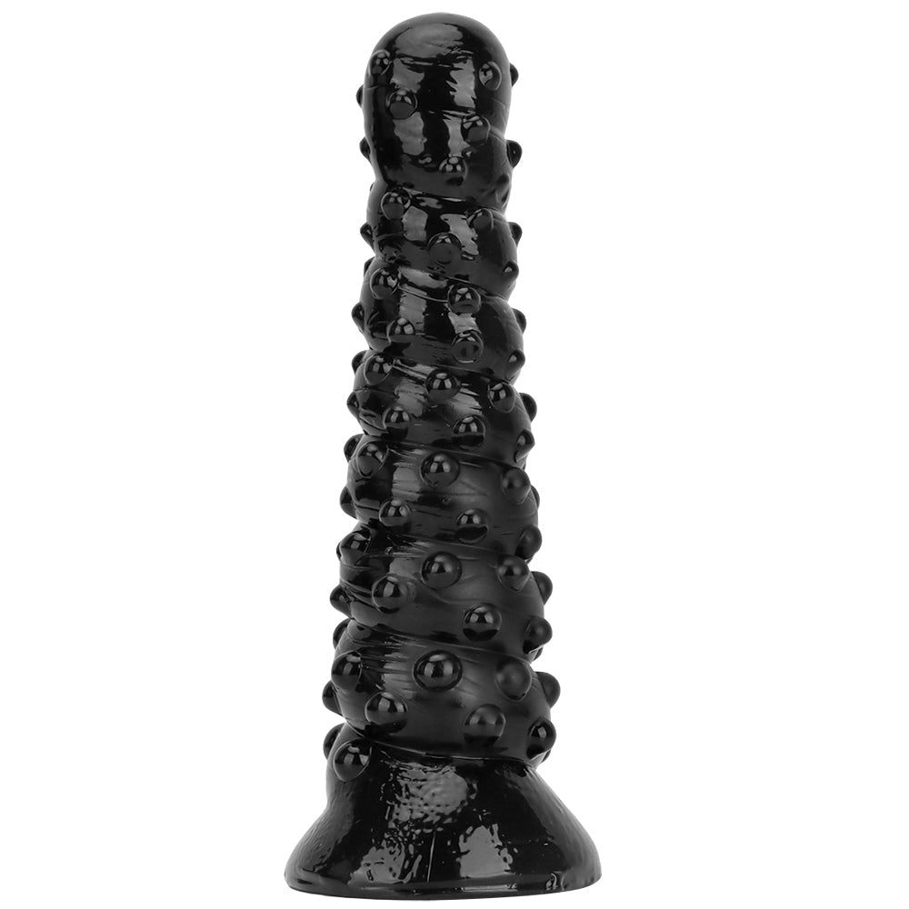 Plug Anal XXL Nervuré Spirale Noir avec Ventouse