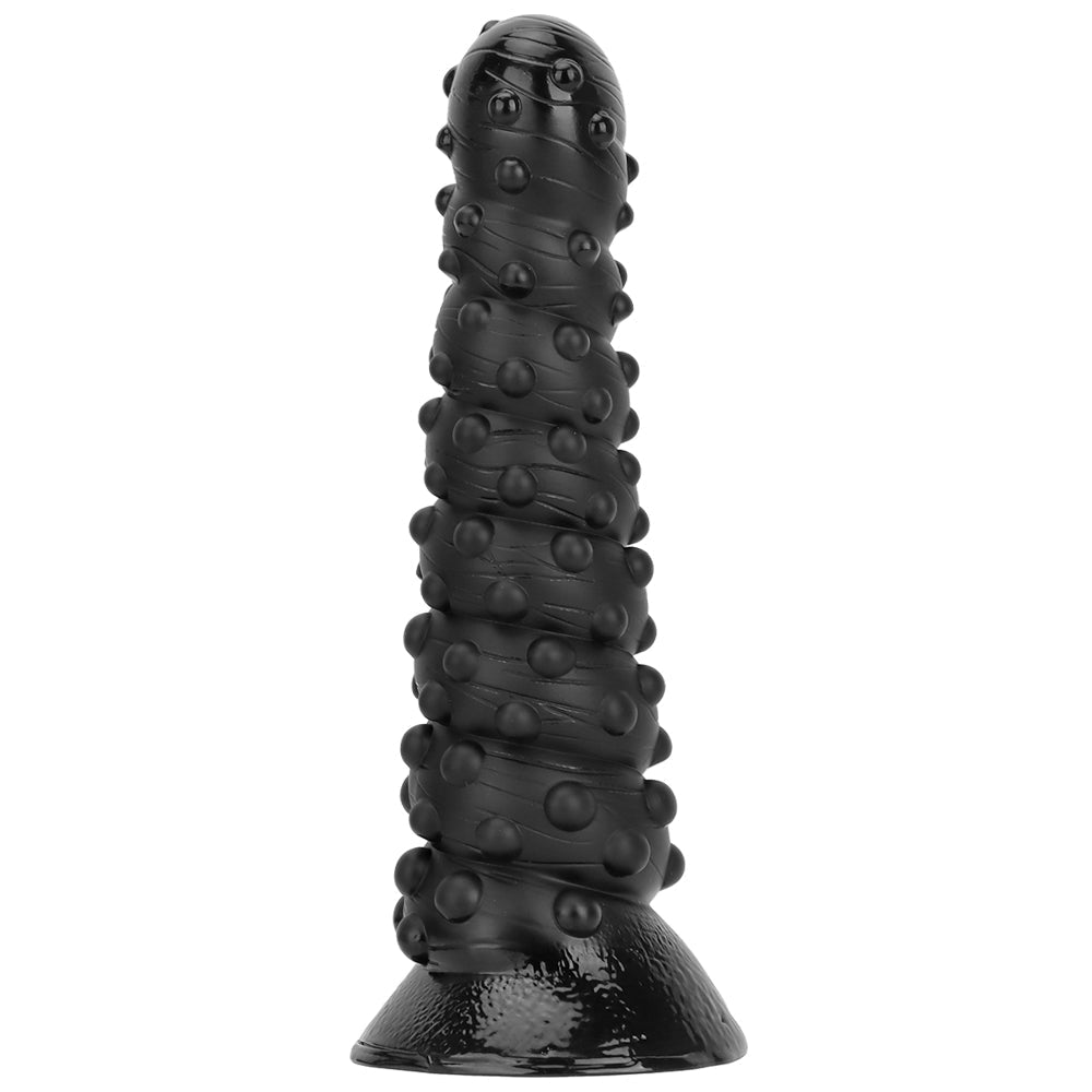 Plug Anal XXL Nervuré Spirale Noir avec Ventouse