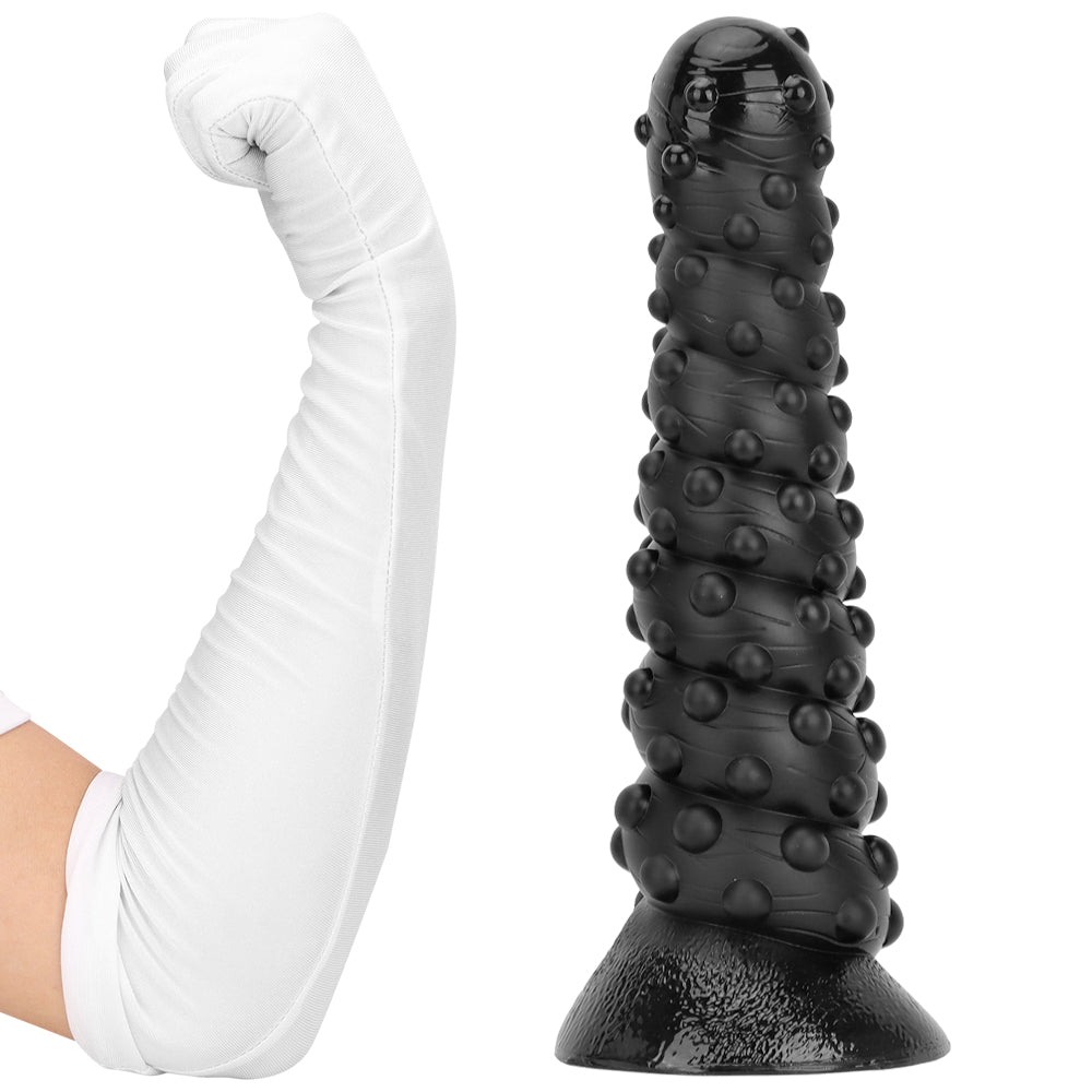 Plug Anal XXL Nervuré Spirale Noir avec Ventouse