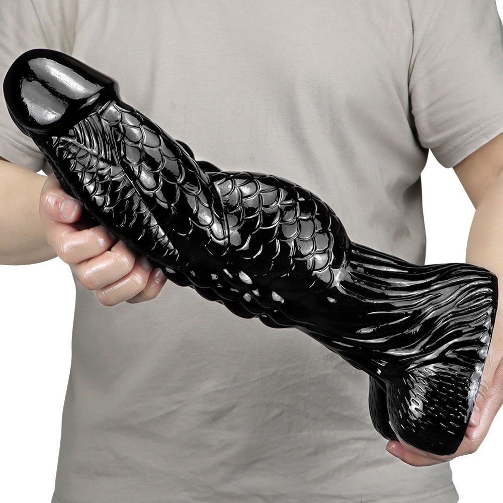 Gode Geant Dragon Noir De 37 CM De Long