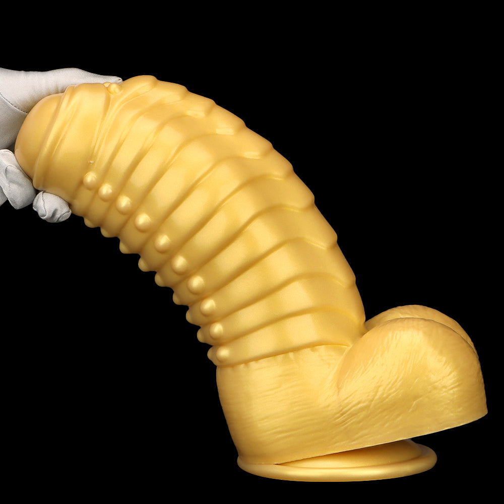 Gode Dragon Fantasy Doré Courbé Texturé 34 cm
