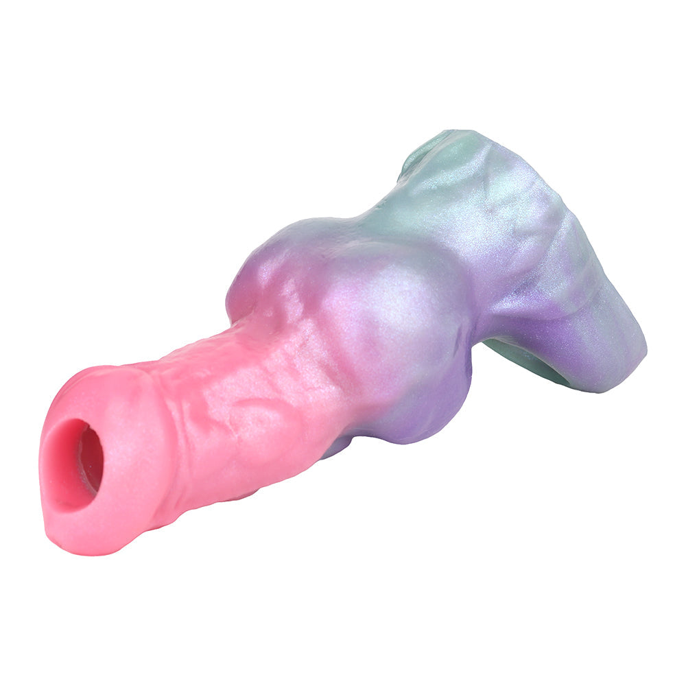 Ouvertes Souple Silicone Gaine à Pénis Fantasy avec Nœud Canin