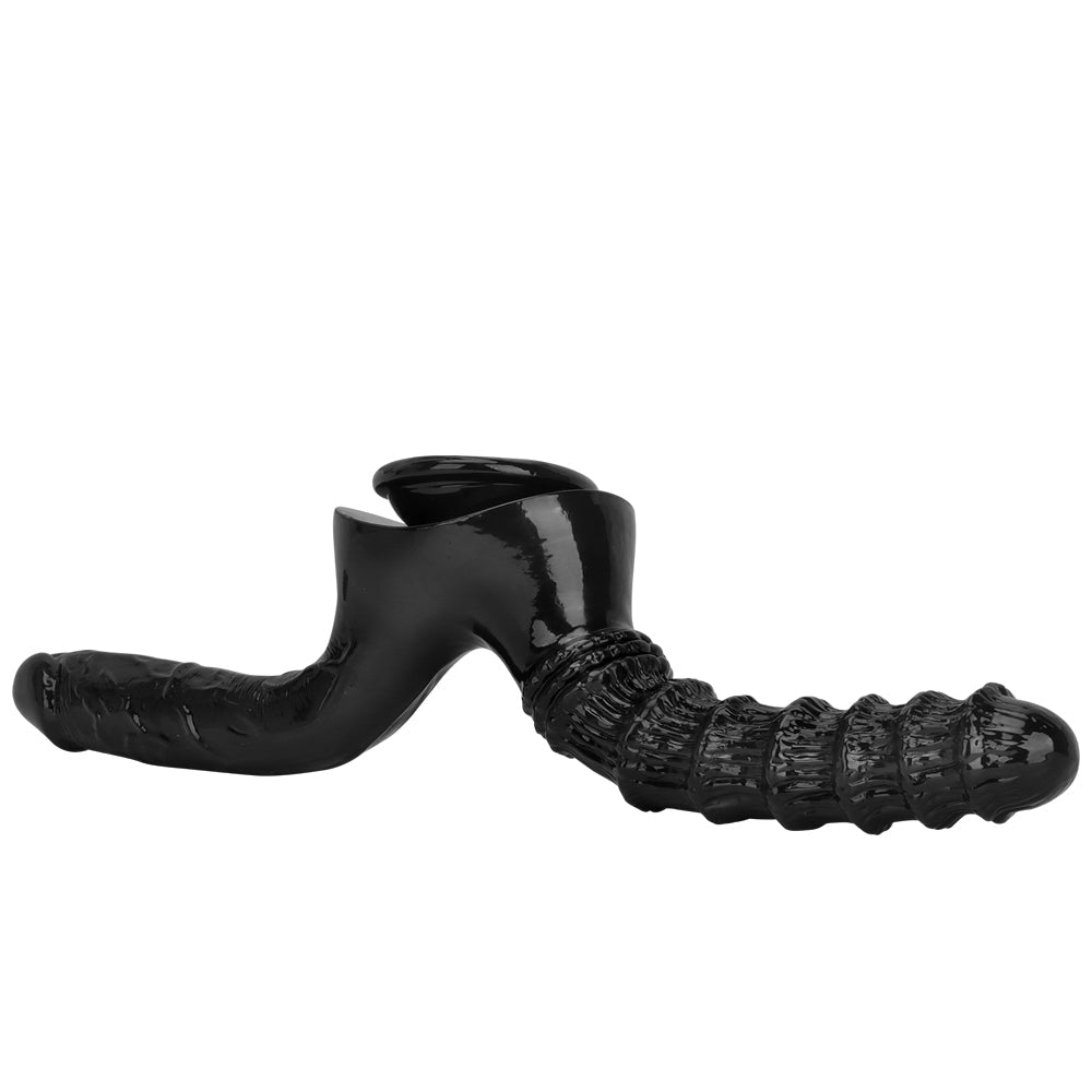 Noir Nervuré Ventouse Gode Double Penetration