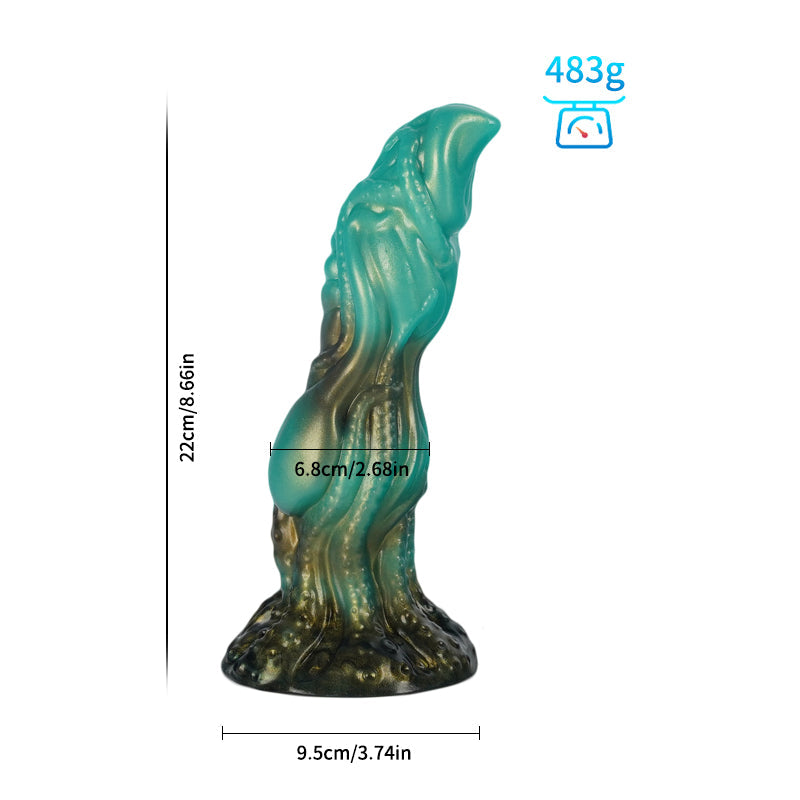 Vert Alien Courbé Texturé Gode Pieuvre Tentacule