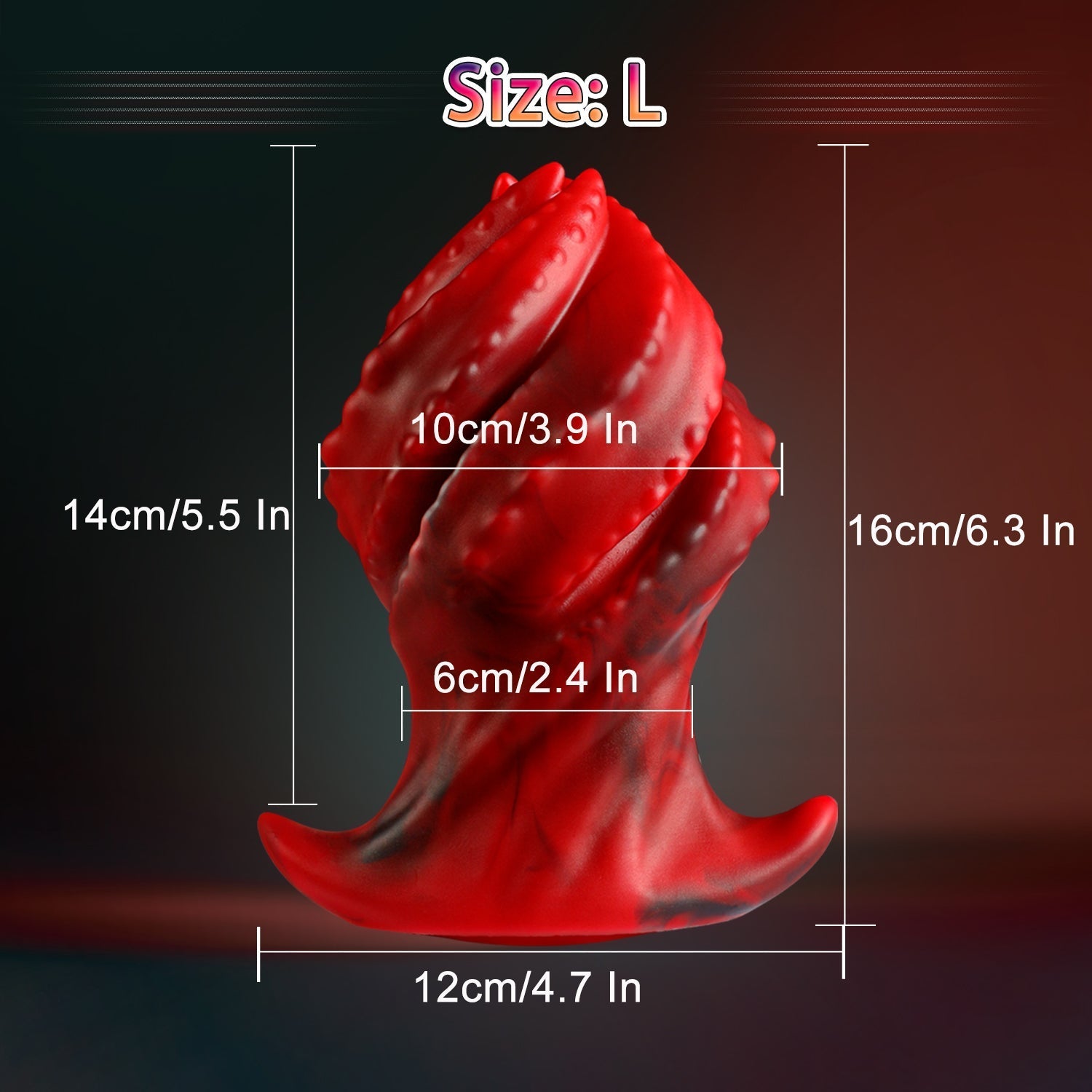 16 Cm Gros Plug Anal En Silicone Rouge Fileté