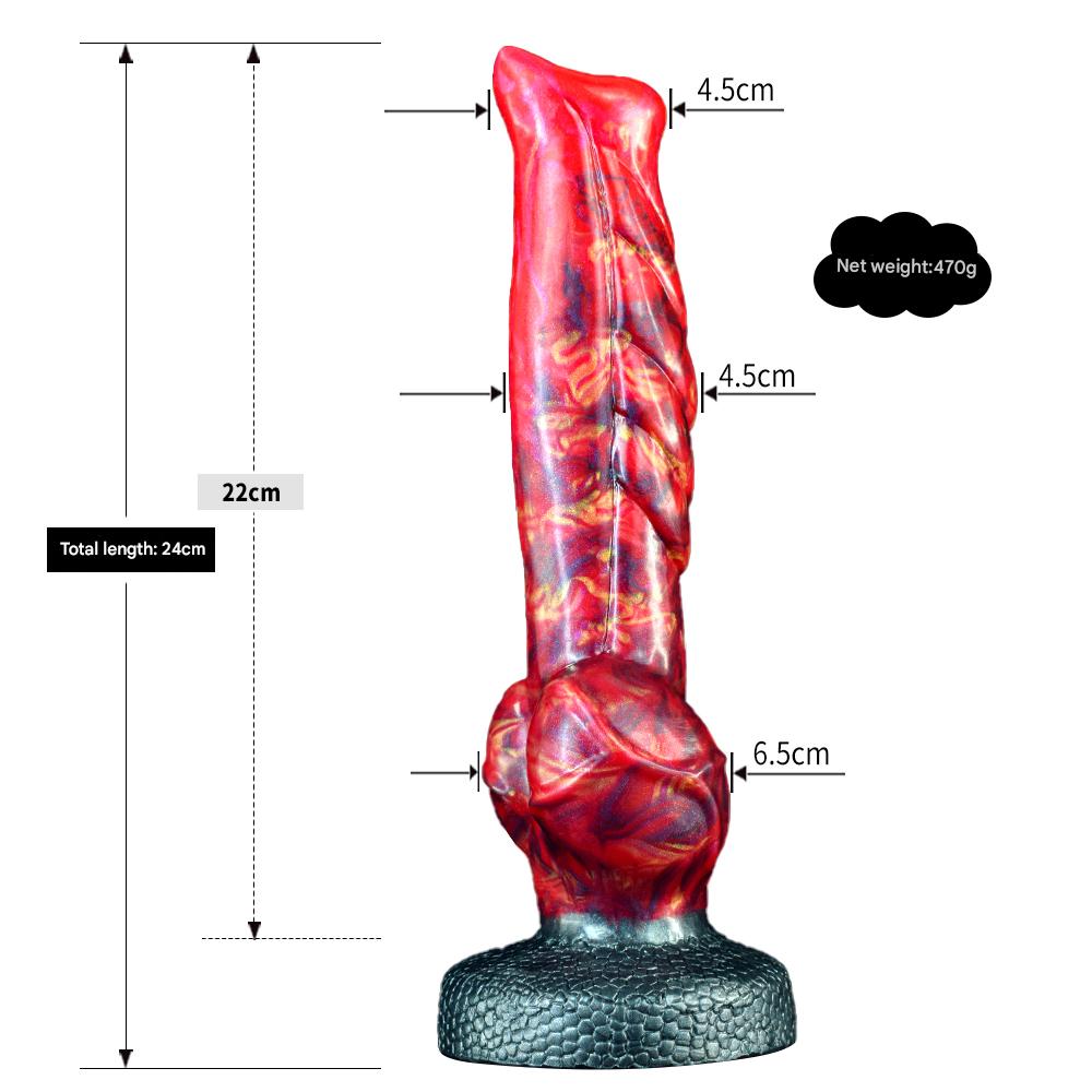 Gode Loup Texturé Rouge Hellfire avec Nœud 24 cm