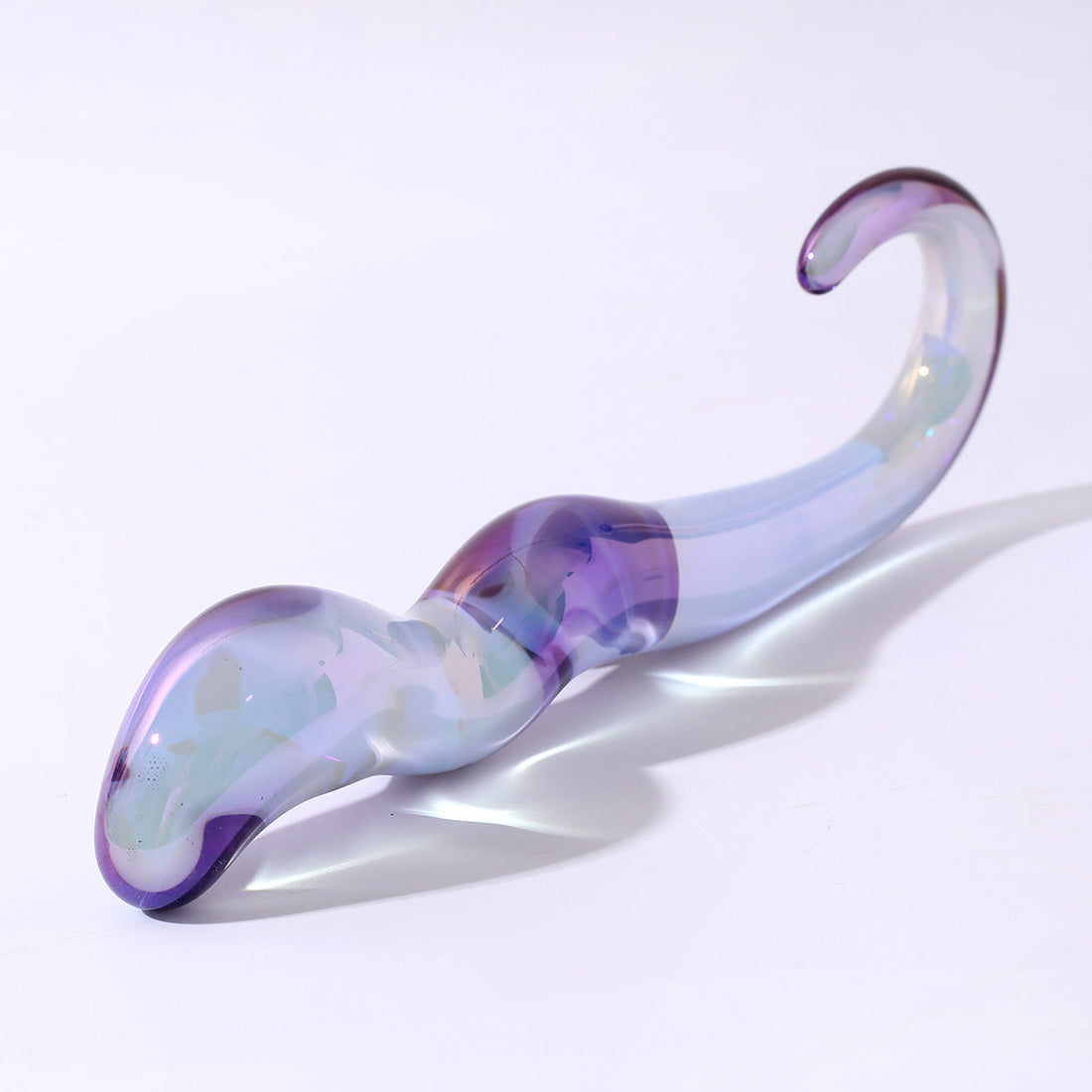 Gode en Verre Point G Violet Courbé 18 cm
