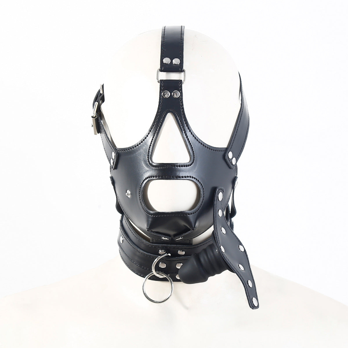 Masque BDSM Bâillon Gode Bondage Noir