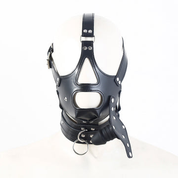 Masque BDSM Bâillon Gode Bondage Noir