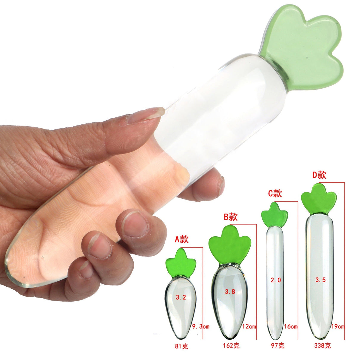 Plug Anal Verre Carotte Transparent avec Poignée