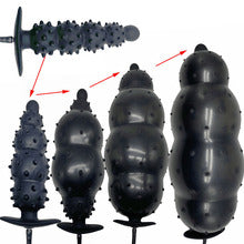 Noir Silicone Chapelet Plug Anal Gonflable