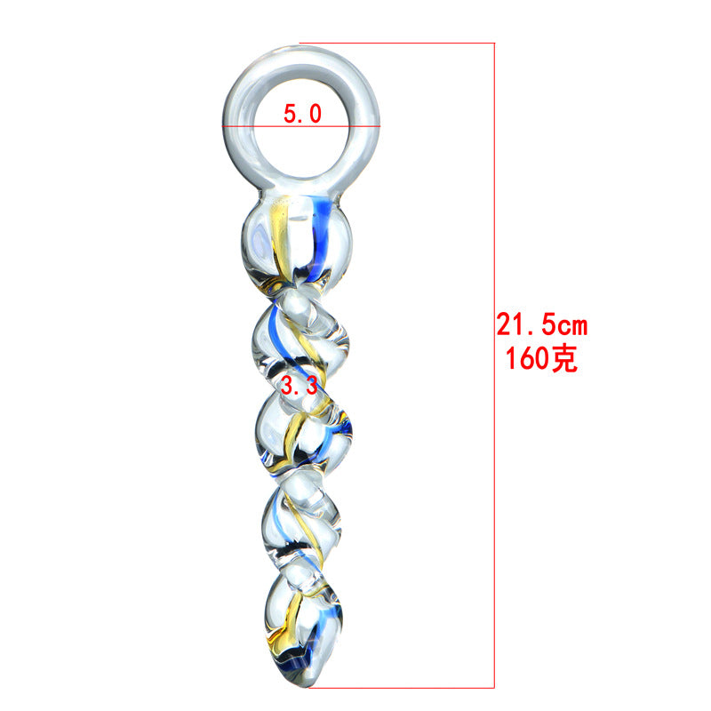 Gode en Verre Point G Spirale Texturé avec Poignée