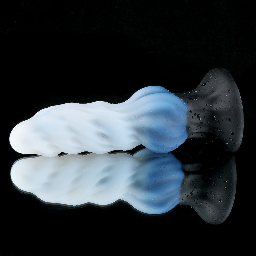 Gode Chien Fantasy Nervuré en Silicone avec Nœud 22 cm