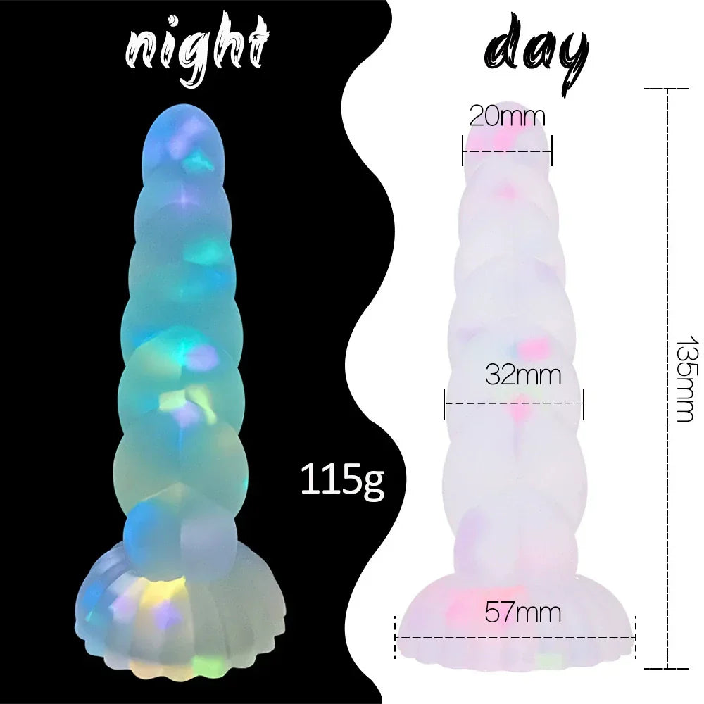 Gode Lumineux Licorne Conique avec Confettis