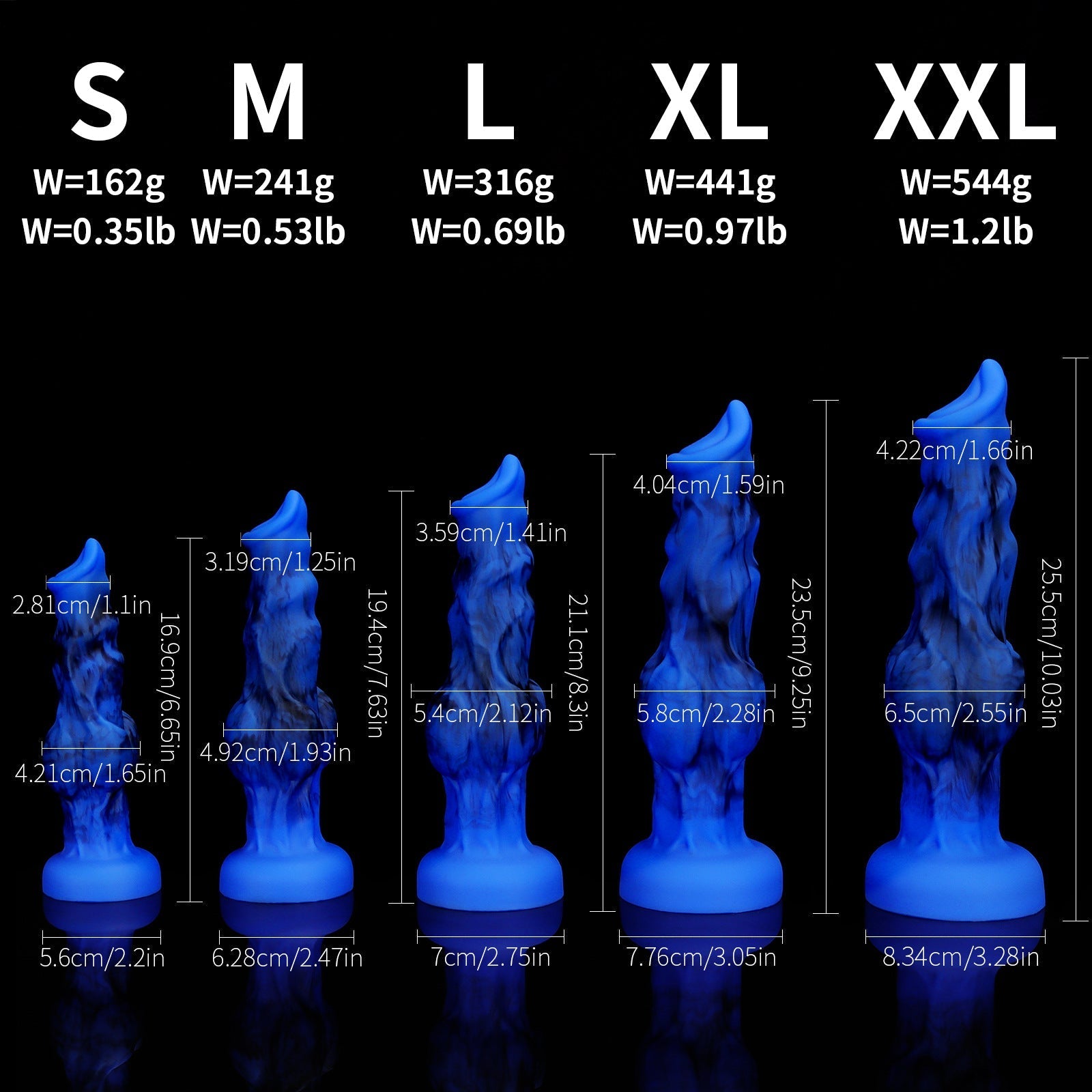 Bleu Loup Nœud Silicone Gode Fantasy