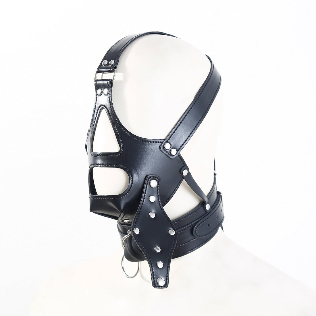 Masque BDSM Bâillon Gode Bondage Noir