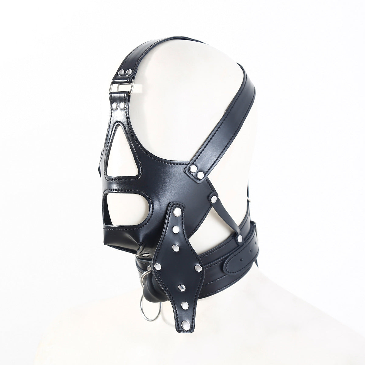 Masque BDSM Bâillon Gode Bondage Noir