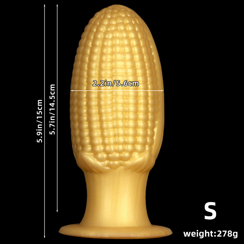 20,5 Cm Gros Plug Anal Maïs En Silicone Doré